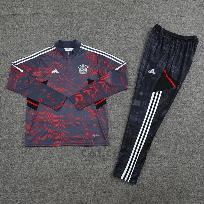 Tuta da Track di Felpa Bayern Monaco 2022-2023 Rosso e Grigio